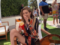 Gigi Hadid posing with McDonald's French Fries